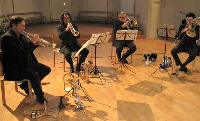 Das Ensemble Brass4 mit André Meier, Heinz Saurer, Adrian Weber und Sebastian Koelman (von links).