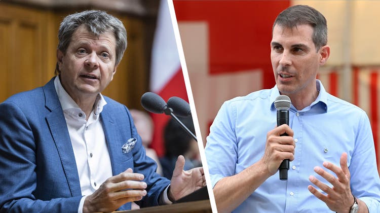 Wessen Partei ist liberaler? GLP-Präsident Jürg Grossen und FDP-Präsident Thierry Burkart. (Bilder: Keystone / Alexander Wagner)