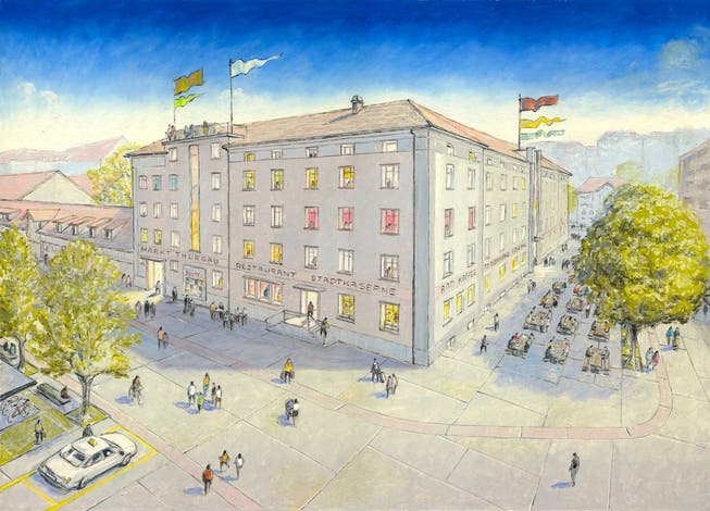 Wie die umgestaltete Stadtkaserne mit Blick vom Kasernenplatz dereinst aussehen könnte, zeigt diese Visualisierung.