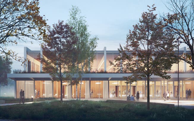 Visualisierung des geplanten Neubaus der Mehrzweckhalle in Romanshorn.