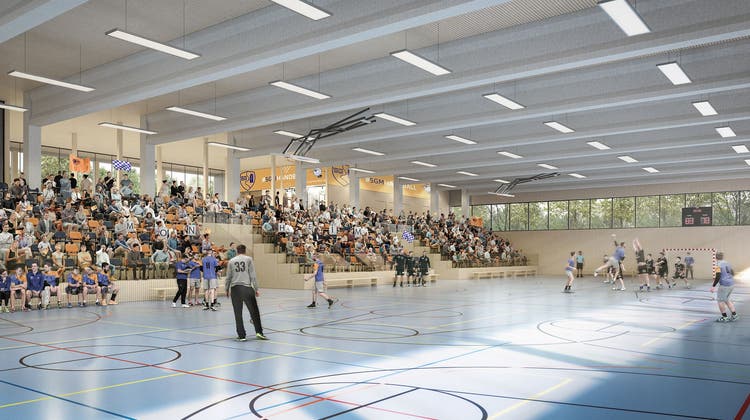 Innenleben der neuen Nüssli-Sporthalle in Monheim. (Bild: PD)