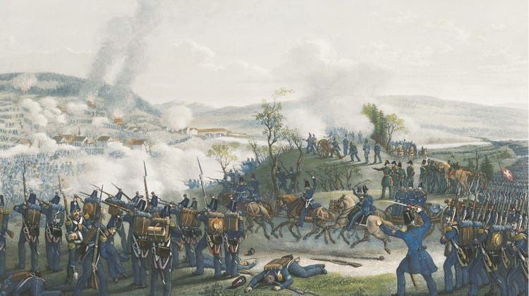 «Gefecht bei Gisikon», Lithographie um 1848, Schweizerisches Nationalmuseum (@zvg)