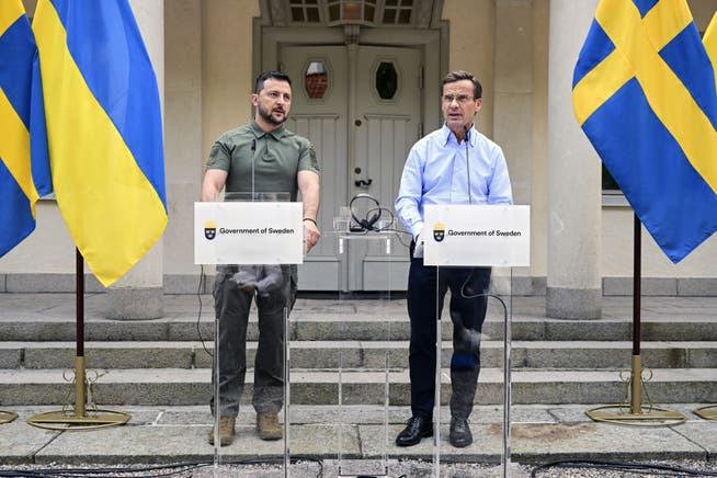 Volodimir Zelenskiy is currently in Sweden, here on Saturday with Swedish Prime Minister Ulf Kristersson.