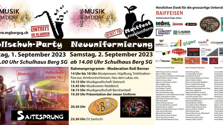 Neuuniformierungsfest am 1. und 2. September der Musikgesellschaft Berg SG