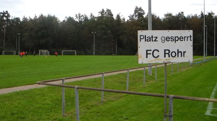 Das umstrittene Bauprojekt der Sport- und Freizeitanlage Winkel in Aarau Rohr sieht den Bau eines Kunstrasenfeldes vor – im Bild das linke, dunklere der beiden Fussballfelder. (Visualisierung: zvg)