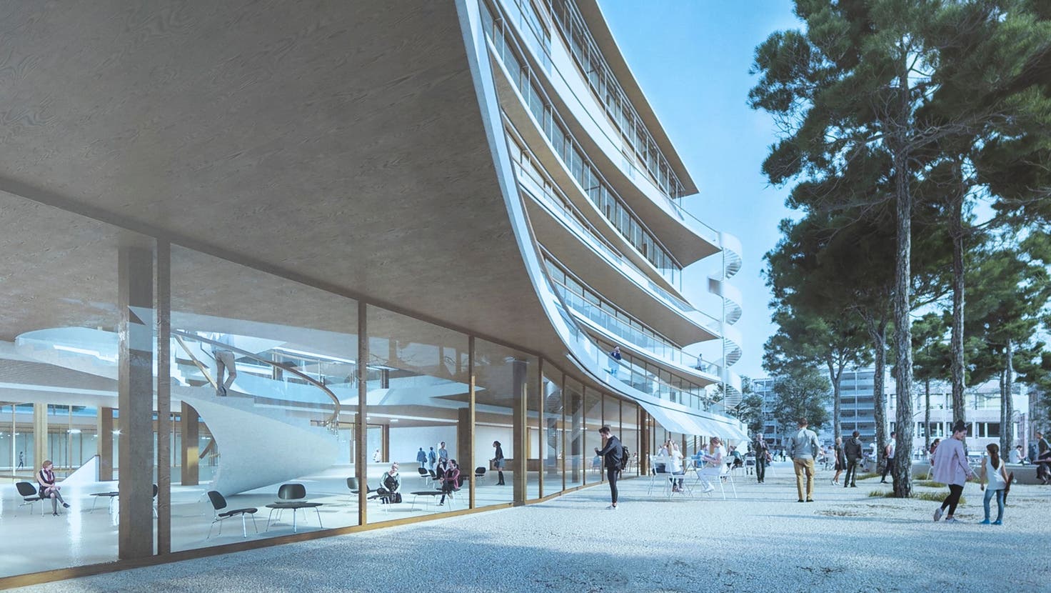 Es bleibt bei der Vorstellung: das Siegerprojekt zum Campus Platztor in der Visualisierung vom April 2021. (Bild: Arthur Gamsa)