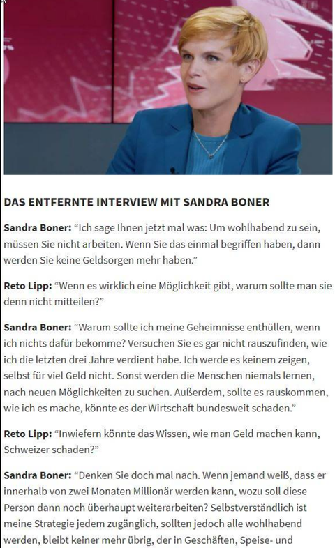 Ein erfundenes Interview zwischen Sanda Boner und Reto Lipp. Alles frei erfunden, um ahnungslose Personen zu täuschen.