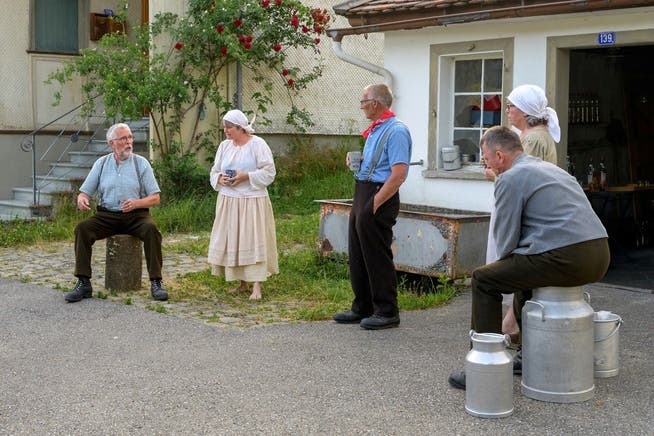 Eine Szene aus dem Wandertheater, welches während des 300-Jahr-Jubiläums der Gemeinde Bühler stattfand.
